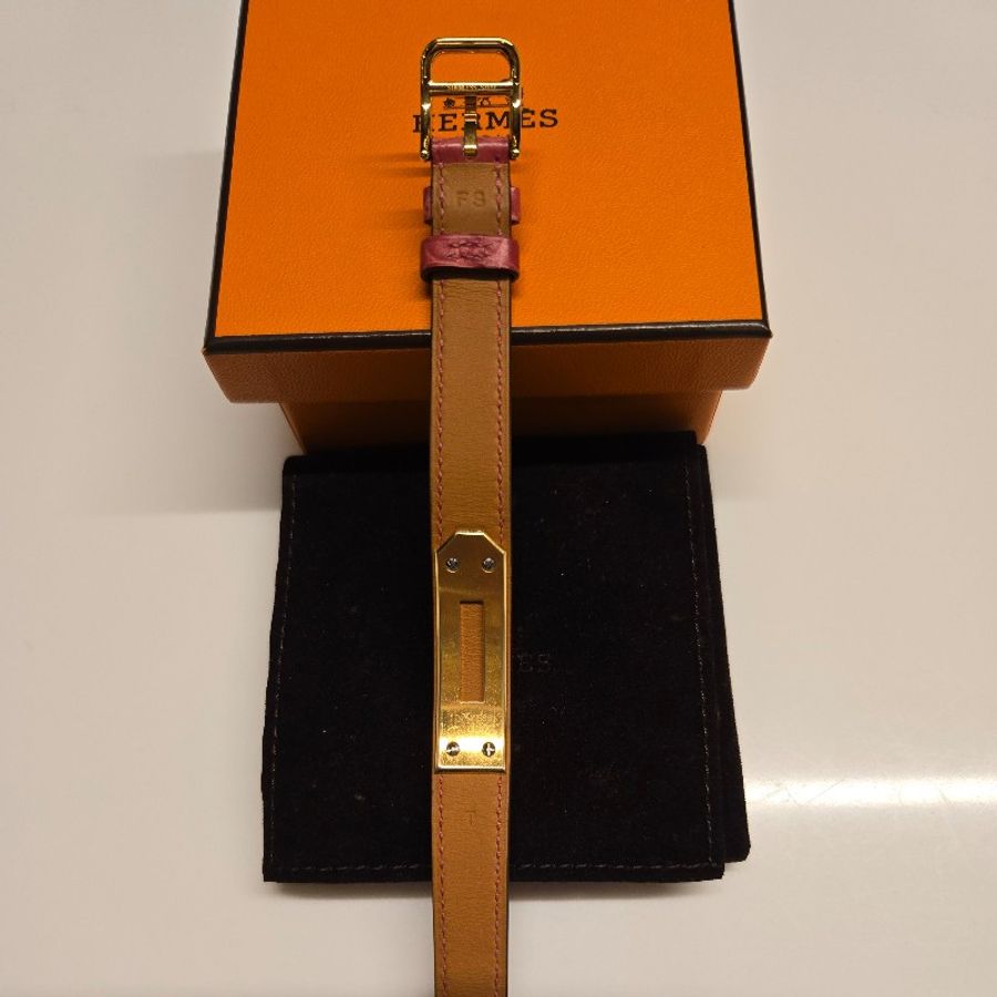 Hermes Kelly桃紅鱷魚皮手環,可當Kelly錶的錶帶-2