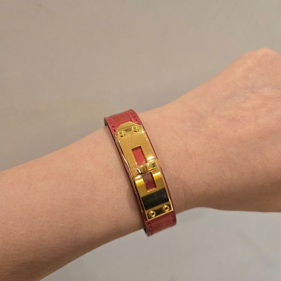 Hermes Kelly桃紅鱷魚皮手環,可當Kelly錶的錶帶-5