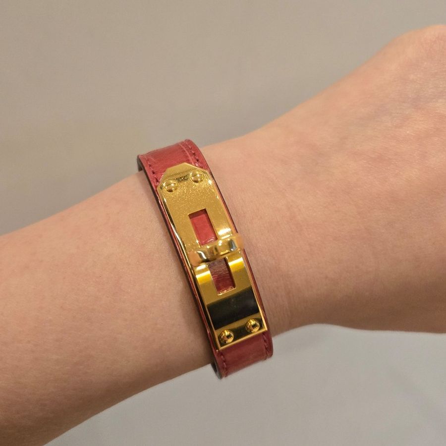 Hermes Kelly桃紅鱷魚皮手環,可當Kelly錶的錶帶-8