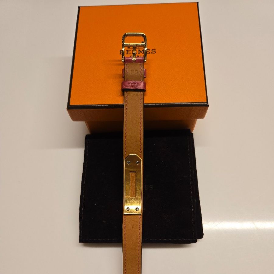 Hermes Kelly桃紅鱷魚皮手環,可當Kelly錶的錶帶-13