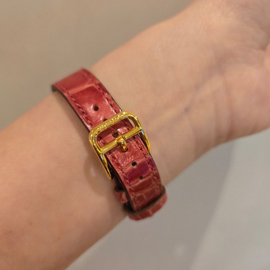 Hermes Kelly桃紅鱷魚皮手環,可當Kelly錶的錶帶-14