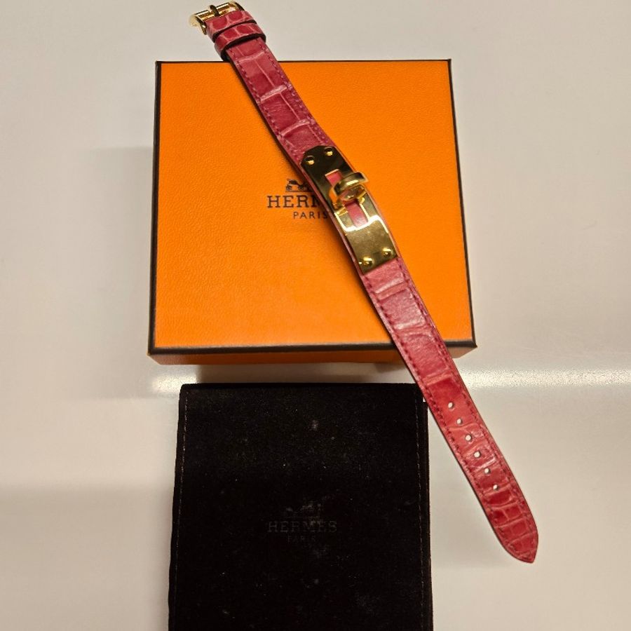 Hermes Kelly桃紅鱷魚皮手環,可當Kelly錶的錶帶-19