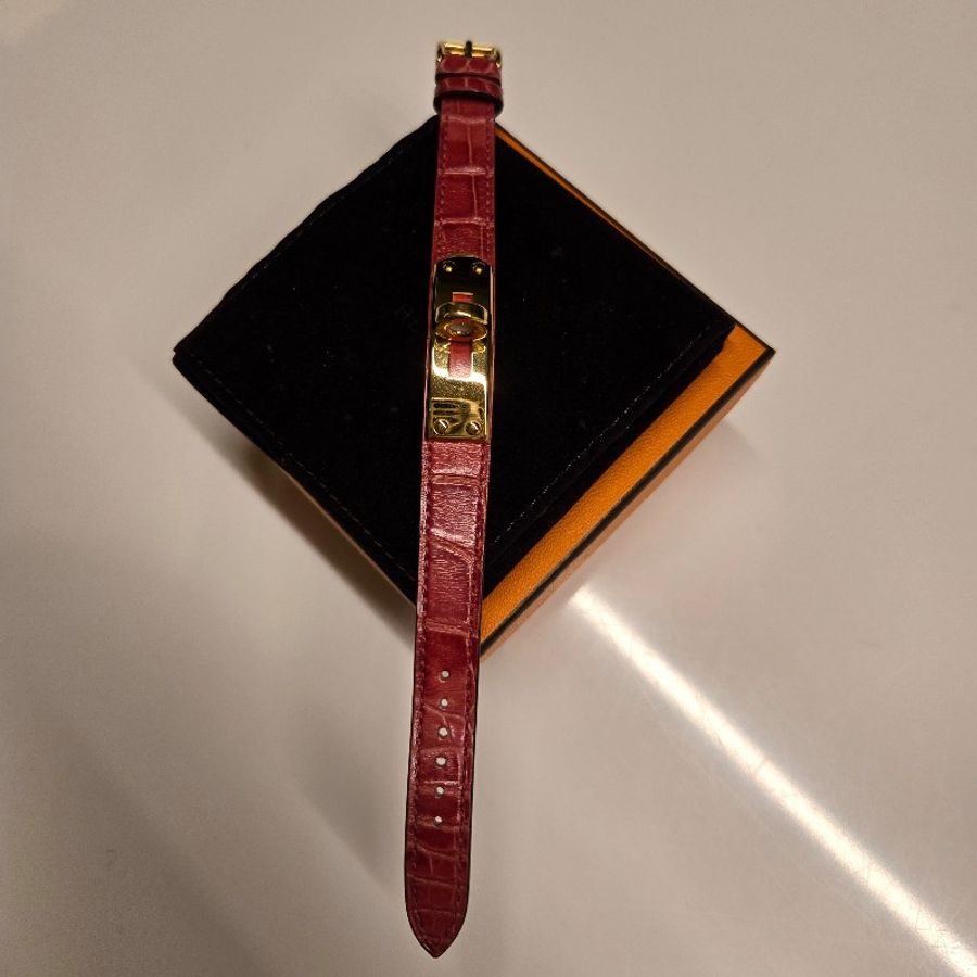 Hermes Kelly桃紅鱷魚皮手環,可當Kelly錶的錶帶-20