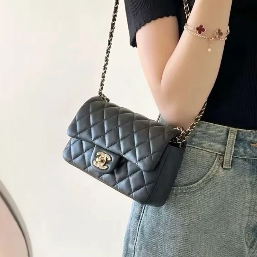 Chanel香奈兒黑金cf20單肩手提斜跨包✨-0