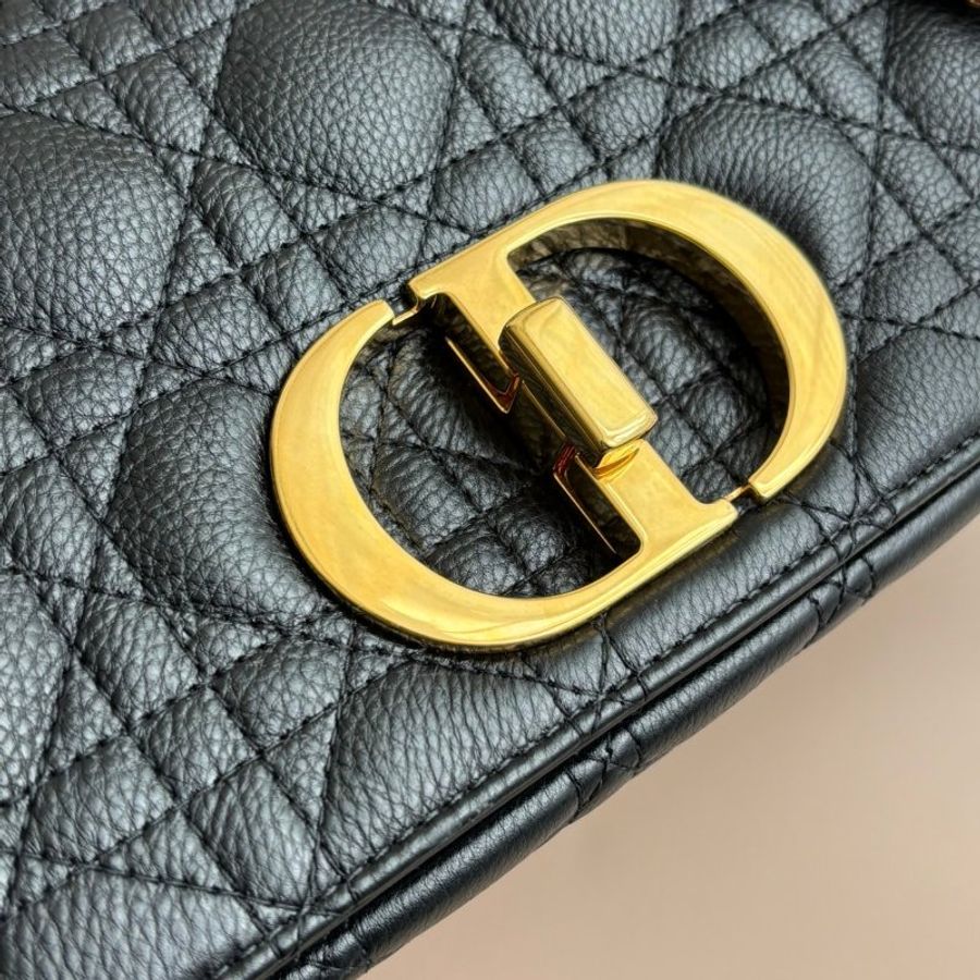 ::Christain Dior:: Caro 中型 黑色柔軟 Cannage 籐格紋小牛皮鏈包 肩背包 側背包-2