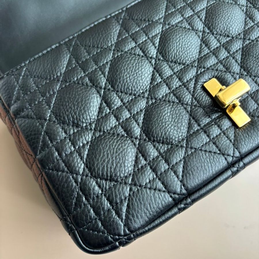 ::Christain Dior:: Caro 中型 黑色柔軟 Cannage 籐格紋小牛皮鏈包 肩背包 側背包-14