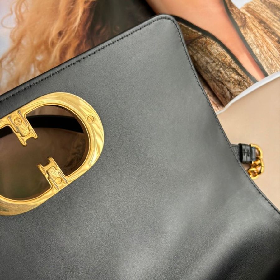 ::Christain Dior:: Caro 中型 黑色柔軟 Cannage 籐格紋小牛皮鏈包 肩背包 側背包-19
