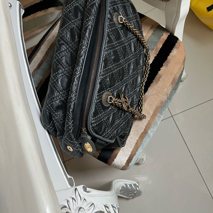 香奈兒黑色金鍊牛皮手提肩背包-20
