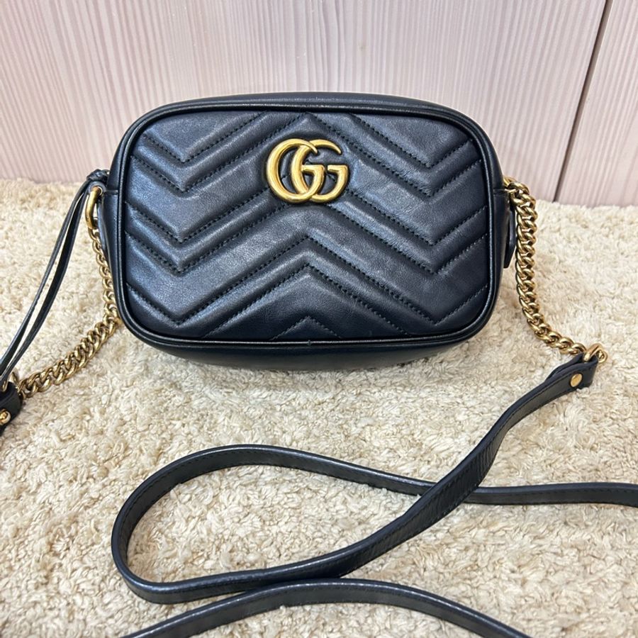 Gucci marmont 18 經典黑金馬夢相機包-0