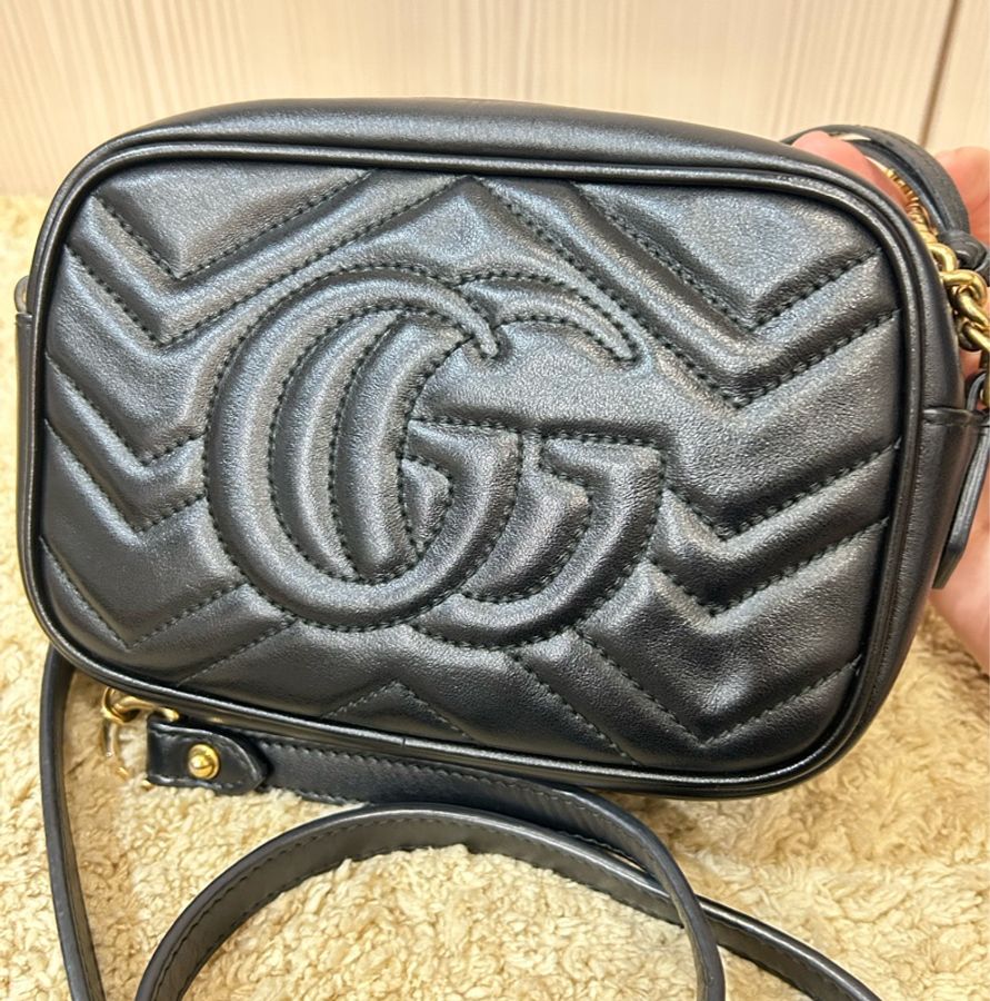 Gucci marmont 18 經典黑金馬夢相機包-8