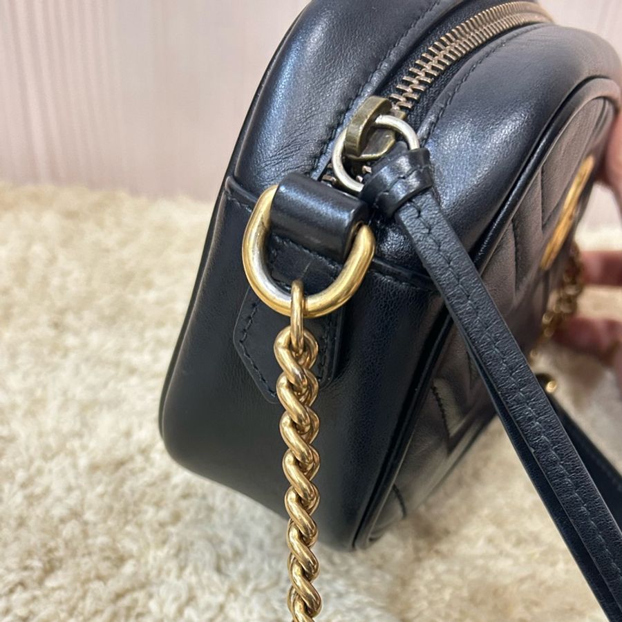 Gucci marmont 18 經典黑金馬夢相機包-9