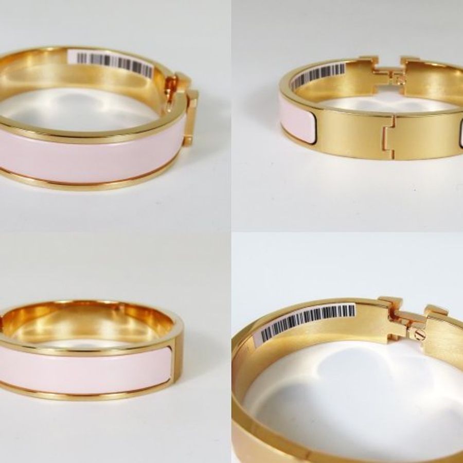【巴黎站二手名牌專賣店】*現貨*HERMES 愛馬仕 真品*Clic H LOGO粉紅玫瑰金手環-1