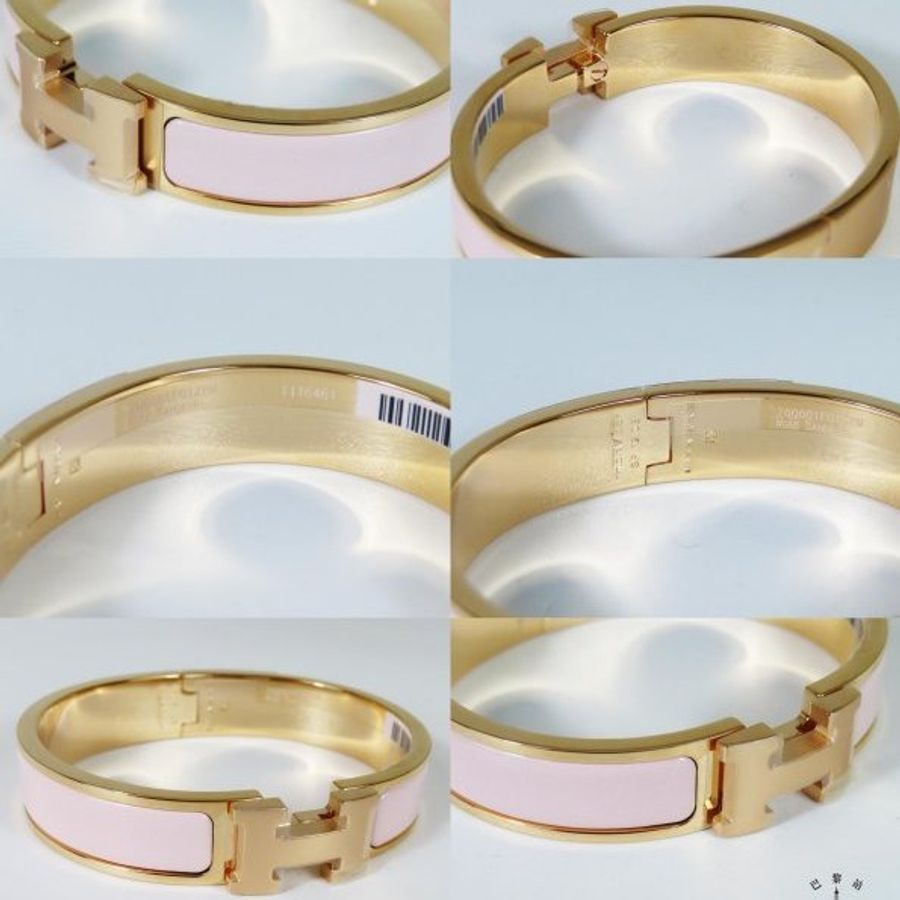 【巴黎站二手名牌專賣店】*現貨*HERMES 愛馬仕 真品*Clic H LOGO粉紅玫瑰金手環-2