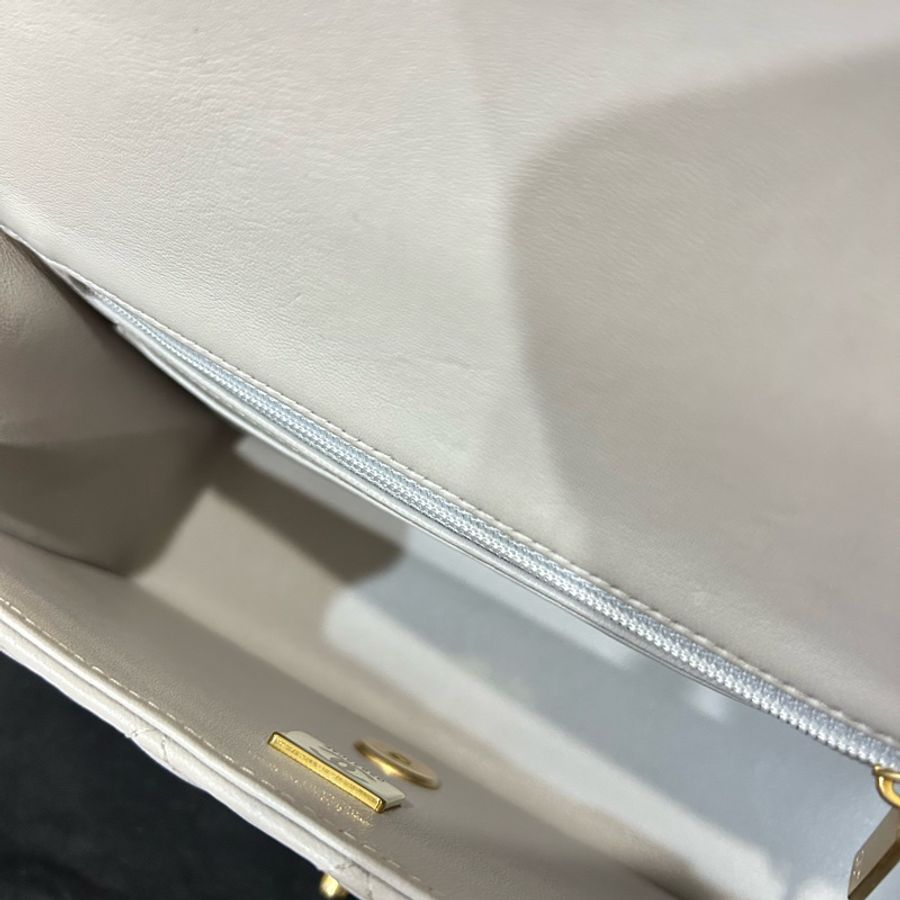 Chanel 香奈兒 灰金扣cf 手柄大mini flap handle 方胖 cf20 mini with top handle 鼠尾草灰 泥灰-12