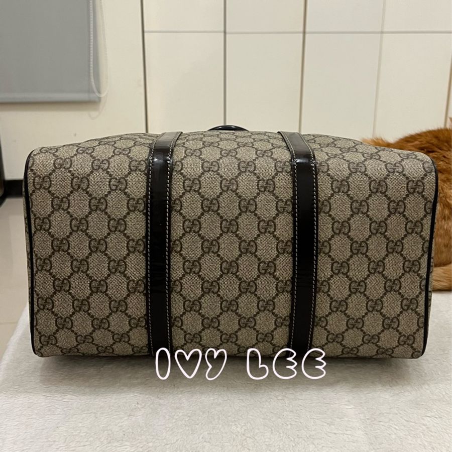GUCCI GG Plus Joy Monogram 帆布皮革波士頓包 手提包 棕色 193603 二手精品-2