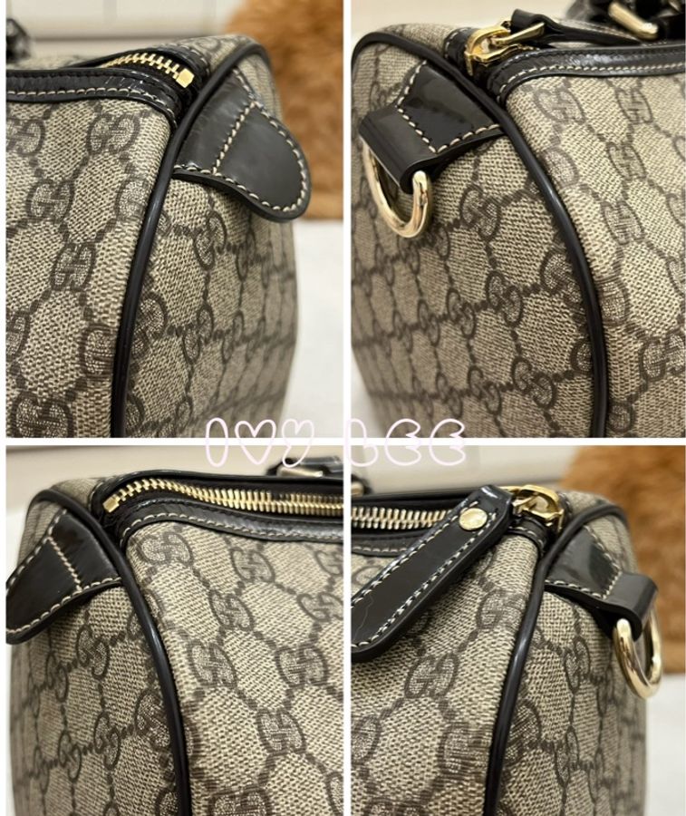 GUCCI GG Plus Joy Monogram 帆布皮革波士頓包 手提包 棕色 193603 二手精品-16