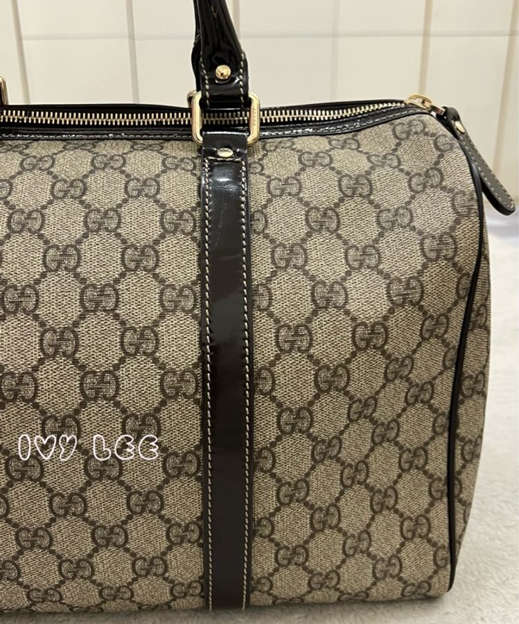 GUCCI GG Plus Joy Monogram 帆布皮革波士頓包 手提包 棕色 193603 二手精品-26