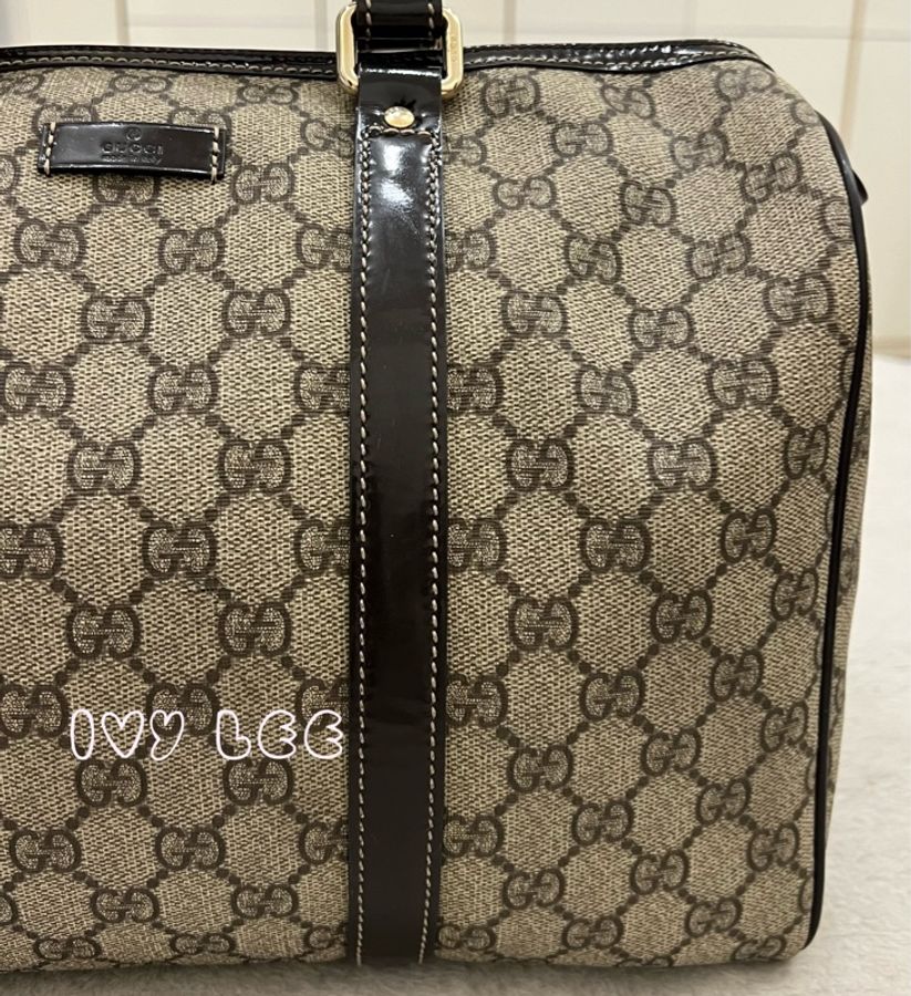 GUCCI GG Plus Joy Monogram 帆布皮革波士頓包 手提包 棕色 193603 二手精品-28