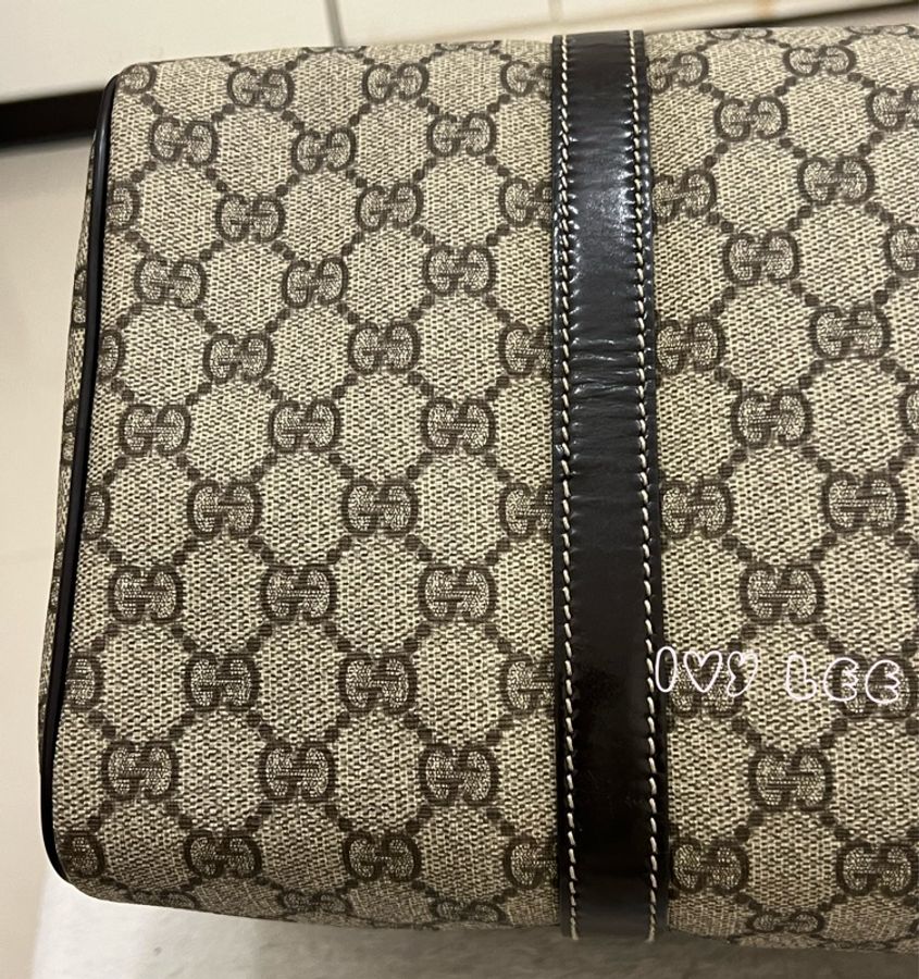 GUCCI GG Plus Joy Monogram 帆布皮革波士頓包 手提包 棕色 193603 二手精品-29