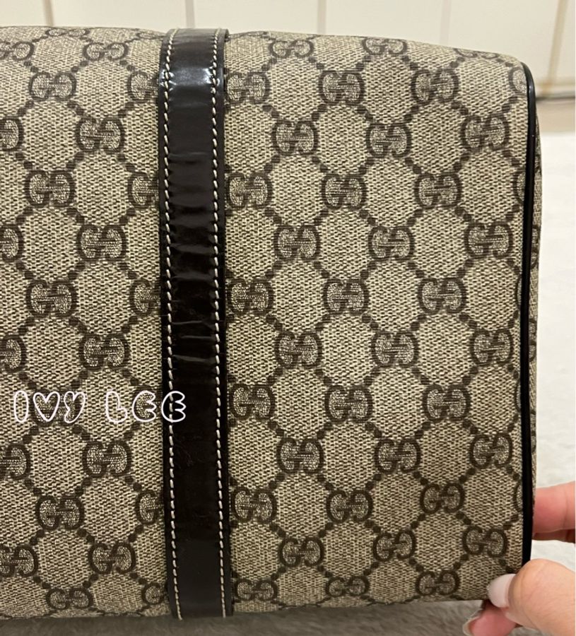 GUCCI GG Plus Joy Monogram 帆布皮革波士頓包 手提包 棕色 193603 二手精品-30