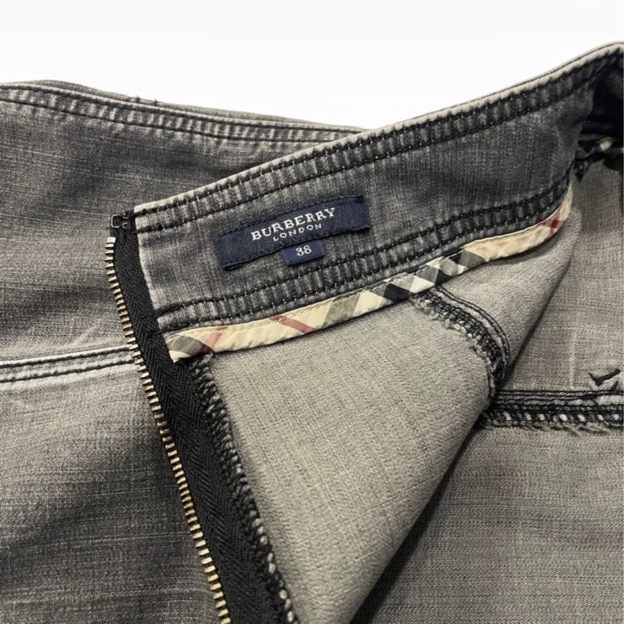 BURBERRY 倫敦 復古刷白魚尾裙擺牛仔裙-6