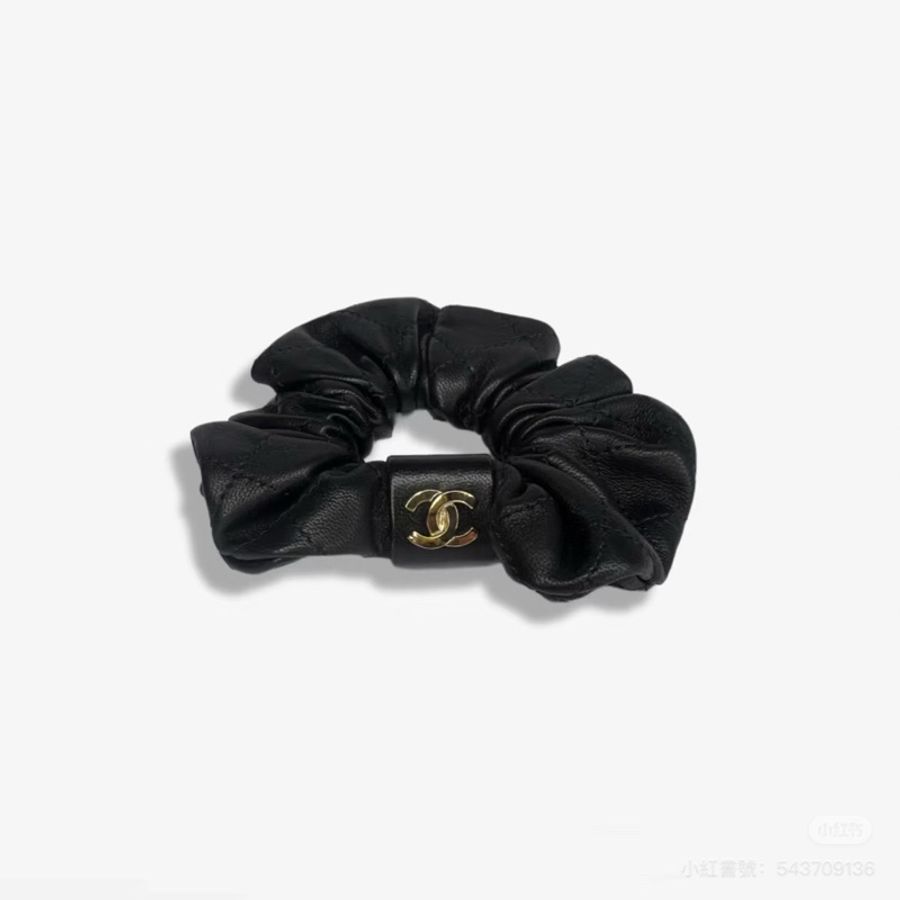 Chanel 香奈兒 小羊皮 格紋金屬 髮圈 髮束 髮飾 手飾 大腸圈-4