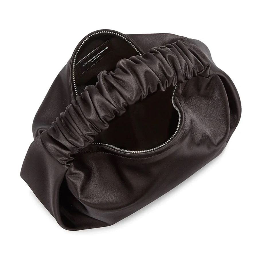 Alexander Wang 亞歷山大王 黑色 迷你 Scrunchie 缎面 手拿包 肩背包 手提包 雲朵包-2