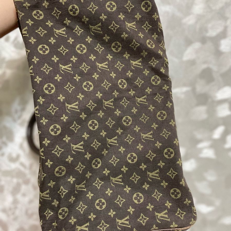 LV 二手真品限量 咖啡色 monogram 緹花布 棉麻 speedy 30cm M95224-4