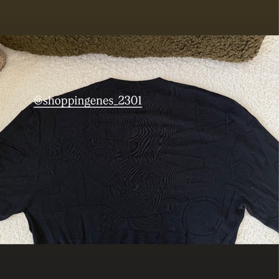 愛馬仕 Hermes 全新品 薄針織上衣 浮雕圖案 深藍色 尺寸S-4