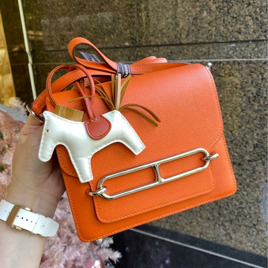 愛馬仕 Hermès Mini Roulis 19豬鼻子 9J Feu 愛馬仕橘-1