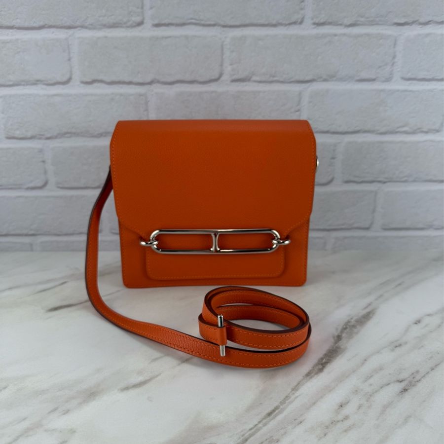 愛馬仕 Hermès Mini Roulis 19豬鼻子 9J Feu 愛馬仕橘-7