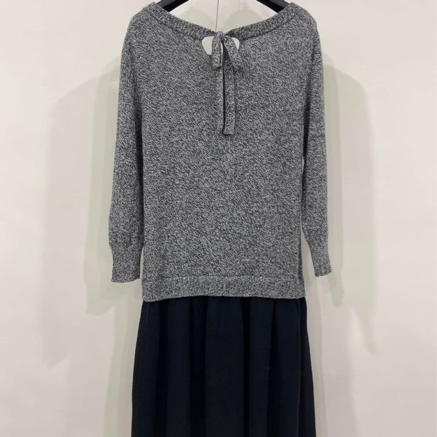 Burberry 藍標 灰色麻花綁帶拼接毛料洋裝-1