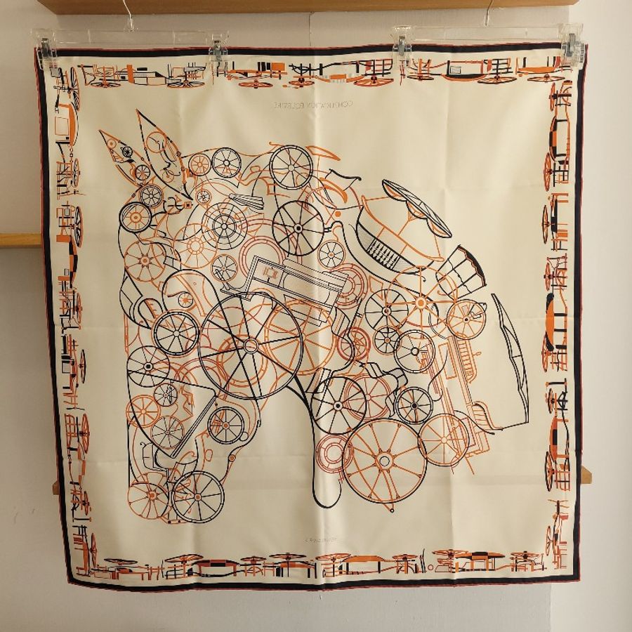 Hermès 馬術的錯綜交疊 真絲方巾 90x90-2