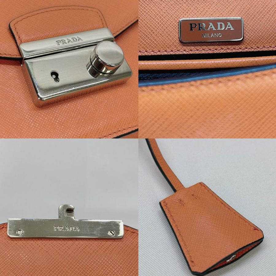 PRADA 橘色皮革鏈條包-6