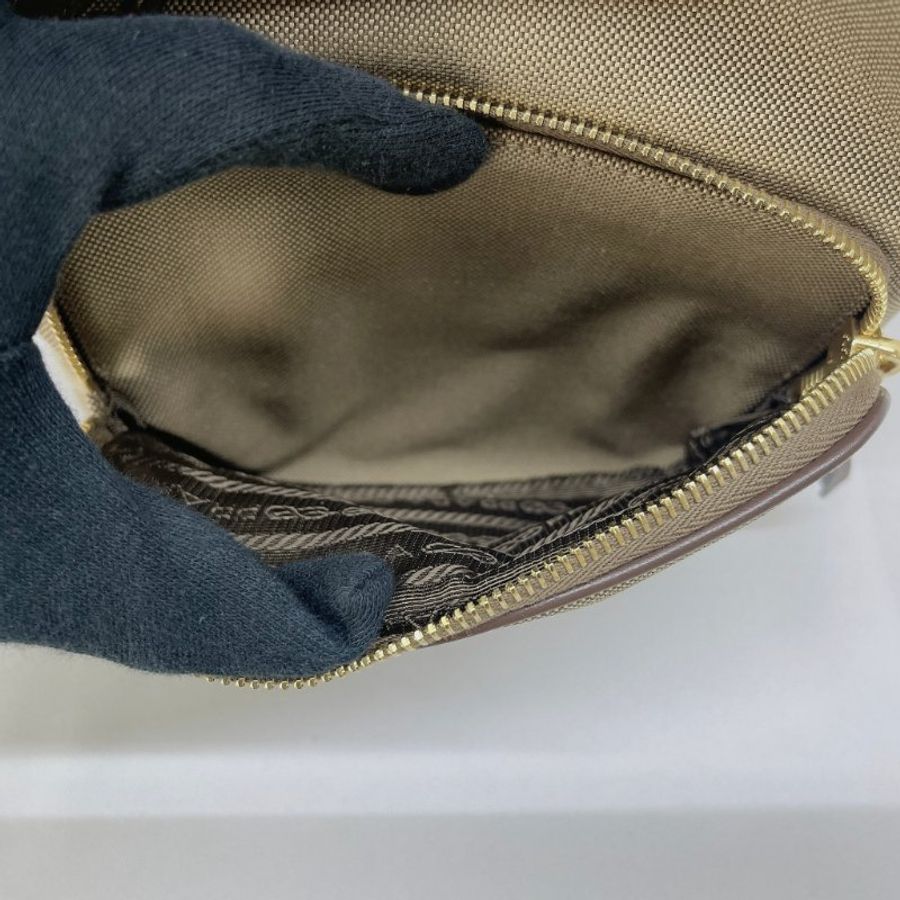 PRADA 刺繡logo帆布水桶包-5