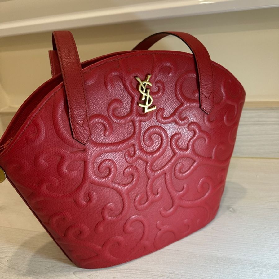 YSL 紅 肩背 後背 包包 復古-5