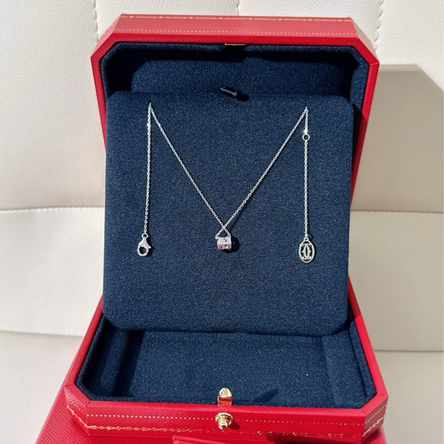 Cartier卡地亚 C DE CARTIER 18k白金牛头单钻项链-3