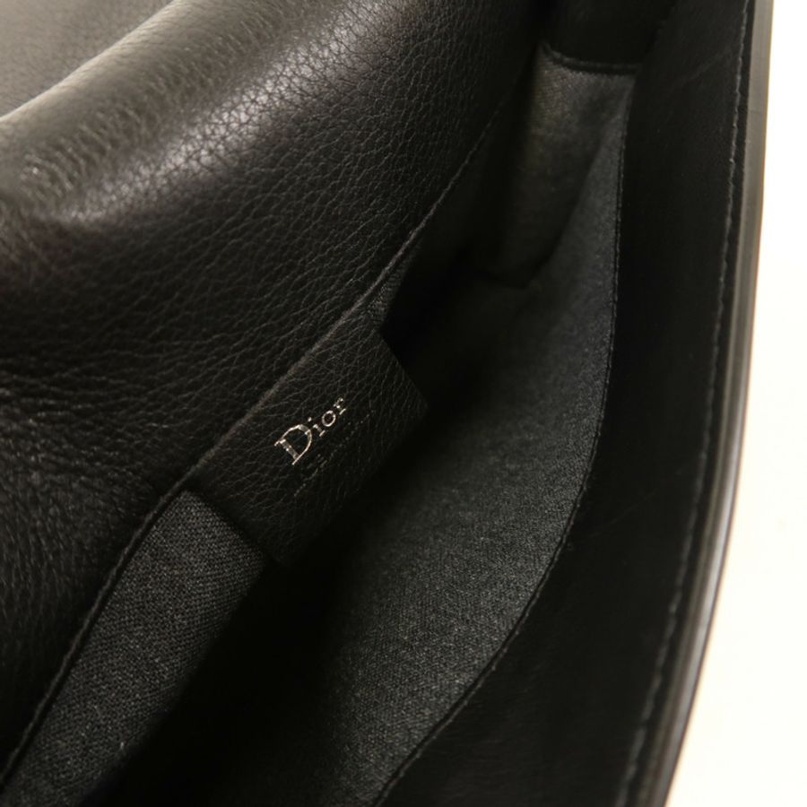 Dior 【激減優惠】牛皮皮革Pouch銀扣手拿包黑色-4