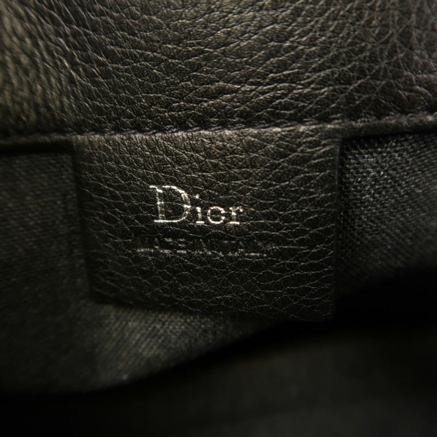 Dior 【激減優惠】牛皮皮革Pouch銀扣手拿包黑色-5
