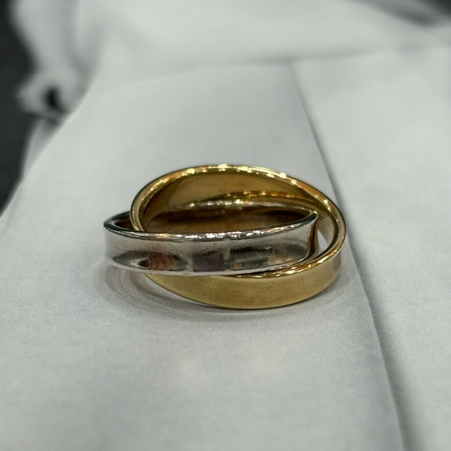 TIFFANY 蒂芬妮 18K K金 750 黃K 1837 925 純銀 雙圈 戒子 戒 戒指-1