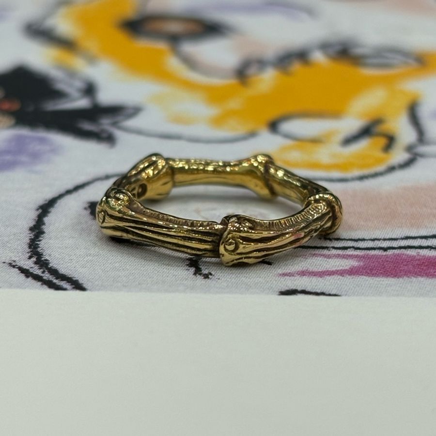 TIFFANY & CO. 蒂芬妮 750 黃K金 18K金 竹節 K金戒 戒子 戒指-0