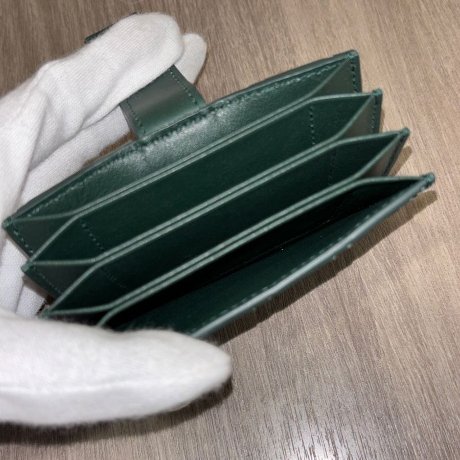 Bottega Veneta 776626深綠色編織小羊皮風琴式萬用卡夾卡包-13