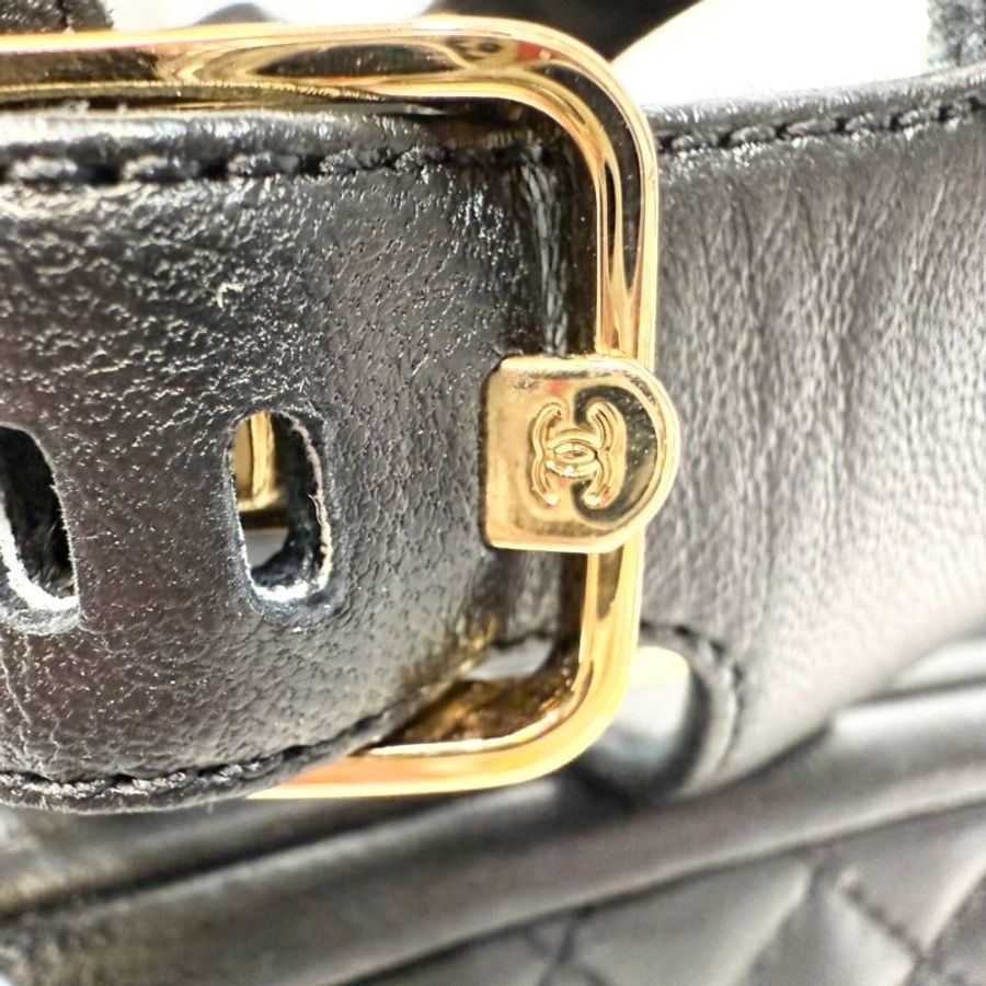 CHANEL鞋黑金菱格厚底涼鞋-10