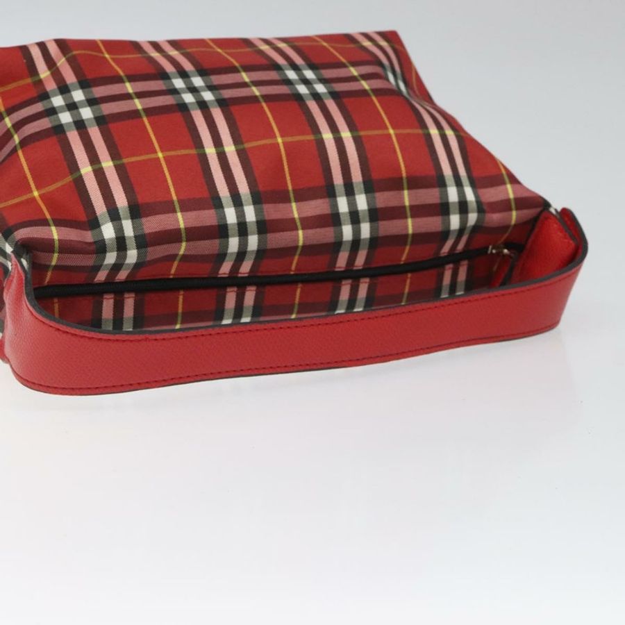 【日本直送】BURBERRY Nova 格紋手提包 尼龍 紅色 正品 110324-6