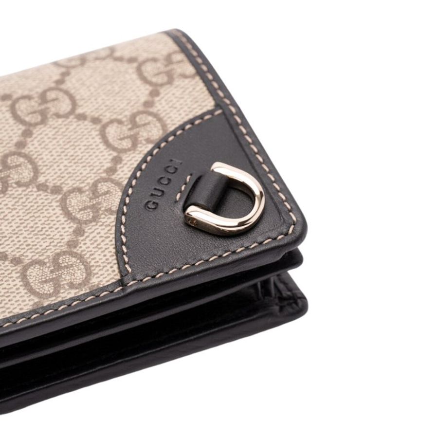 【GUCCI 古馳】GG Emblem Mini 迷你 皮夾 卡夾 零錢包 短夾 米色 黑色 820692-1