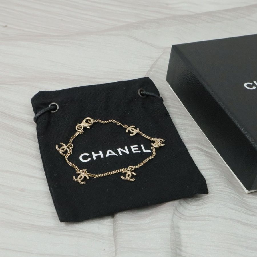 #chanel #香奈兒 淡金手鍊 超美低調奢華 垂墜氣質款 日本購回 付盒 防塵袋-4