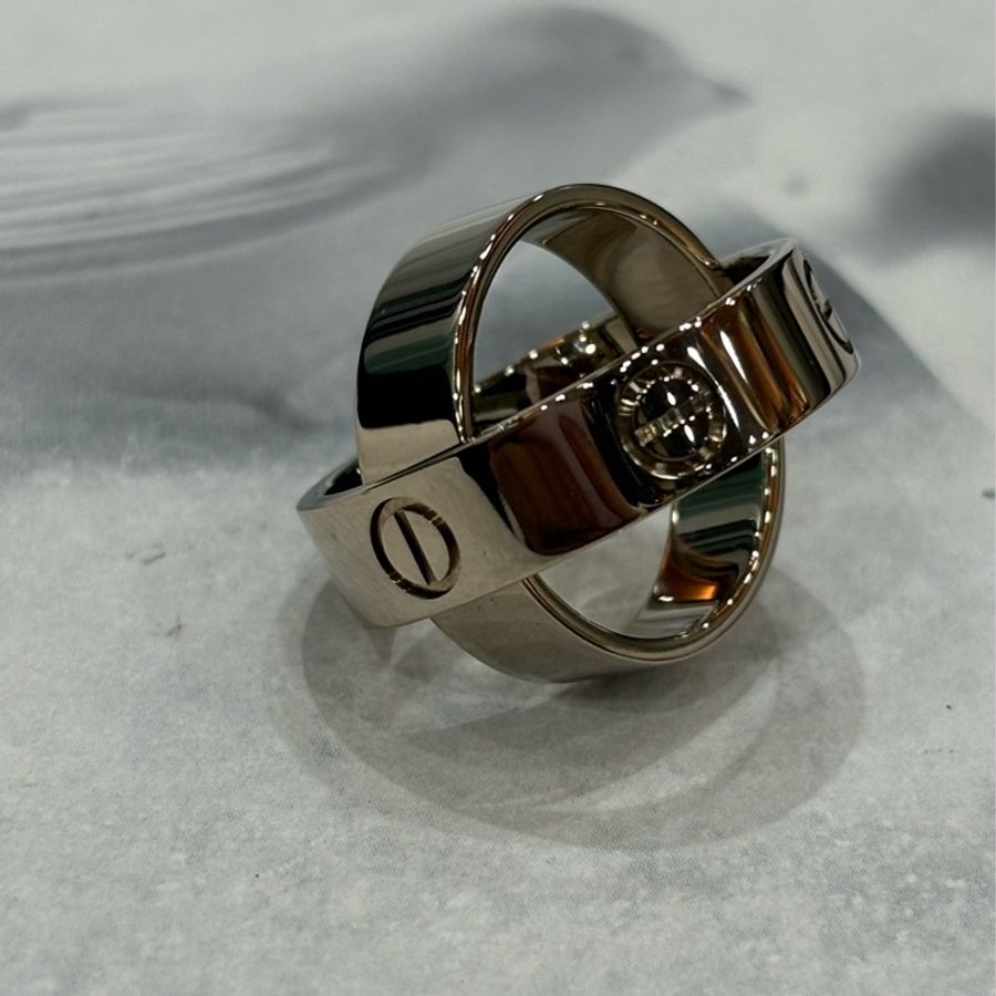 Cartier 卡地亞 LOVE RING 18白 K金 螺絲 戒 戒指 戒子 項鍊 墬子-3
