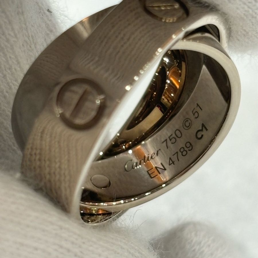 Cartier 卡地亞 LOVE RING 18白 K金 螺絲 戒 戒指 戒子 項鍊 墬子-4