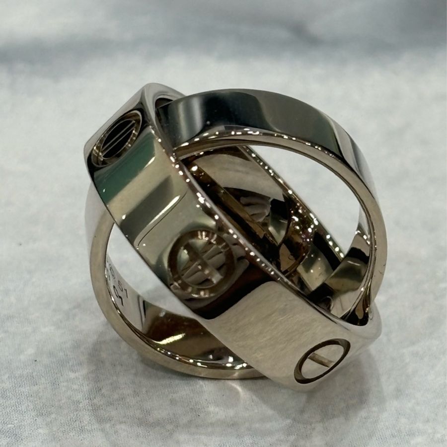 Cartier 卡地亞 LOVE RING 18白 K金 螺絲 戒 戒指 戒子 項鍊 墬子-5