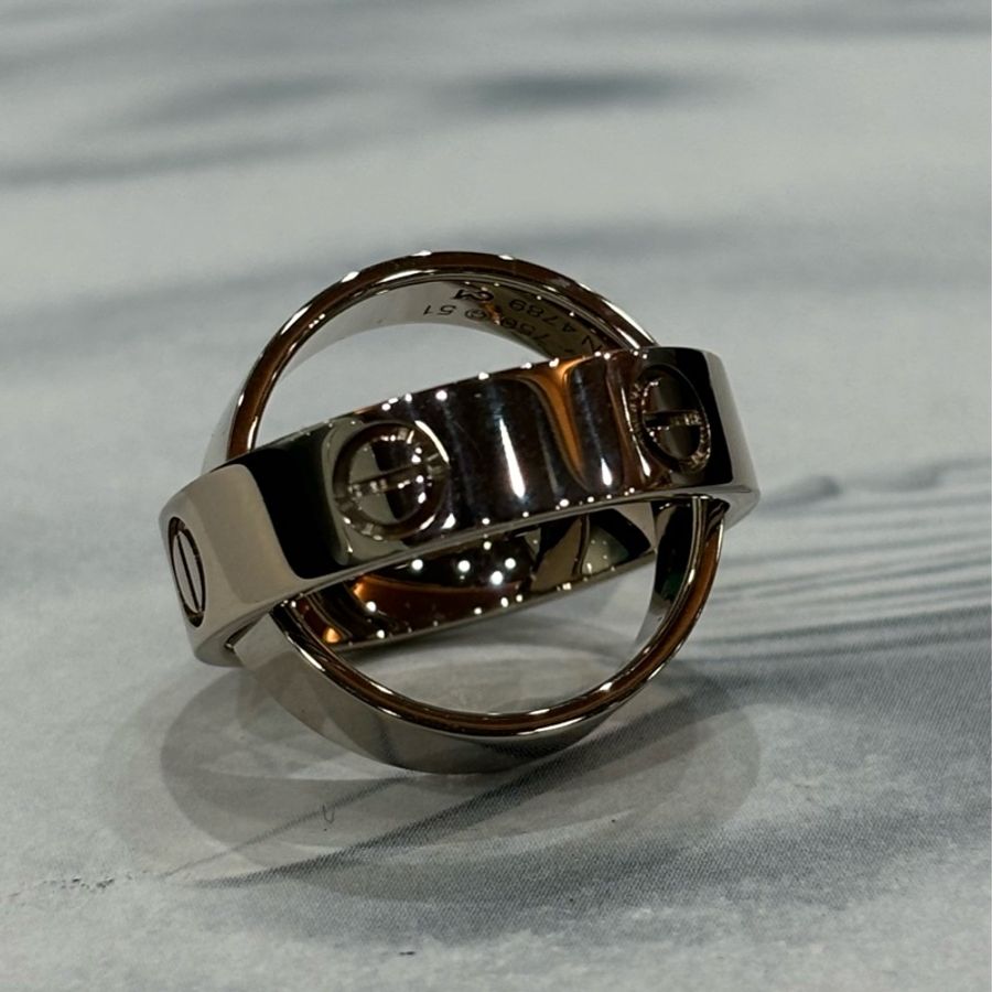Cartier 卡地亞 LOVE RING 18白 K金 螺絲 戒 戒指 戒子 項鍊 墬子-9